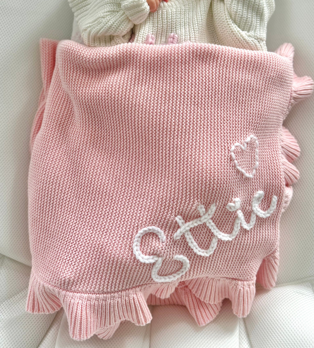 Ruffle Trim Cotton Blanket