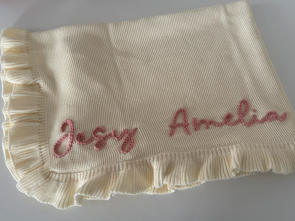 Ruffle Trim Cotton Blanket
