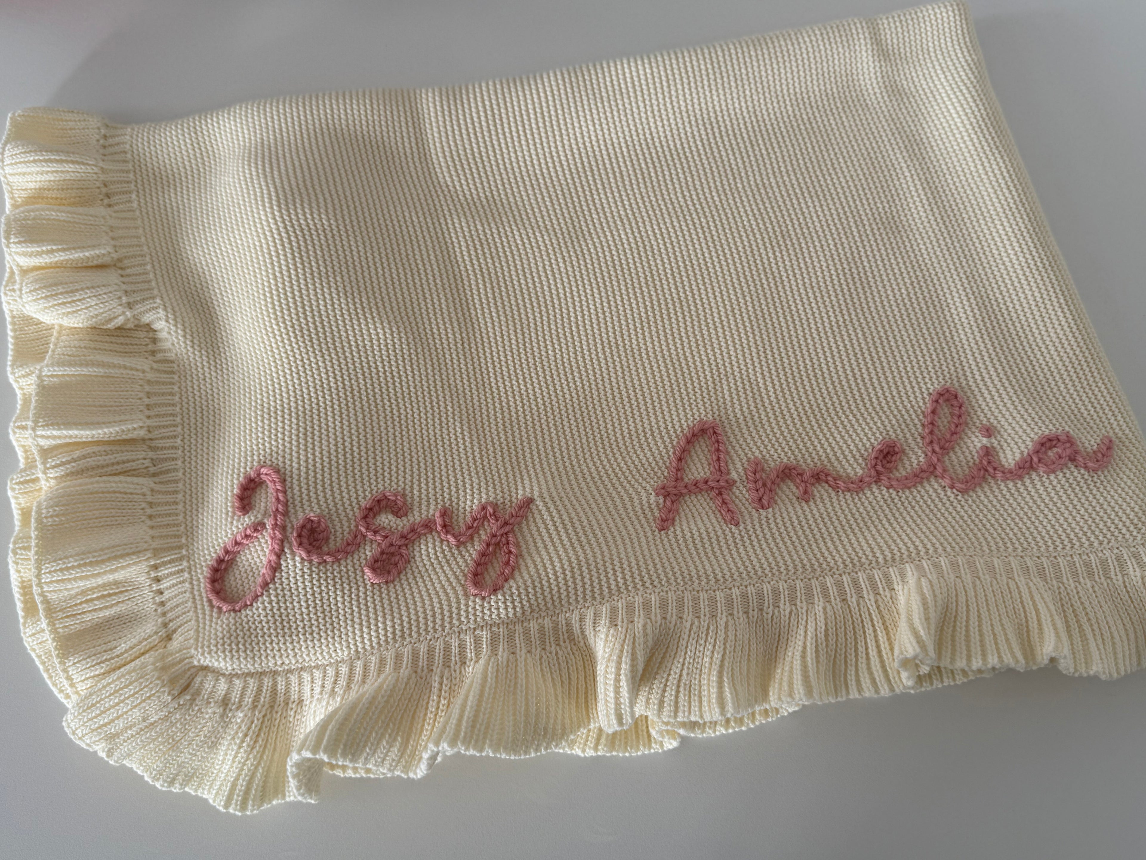 Ruffle Trim Cotton Blanket