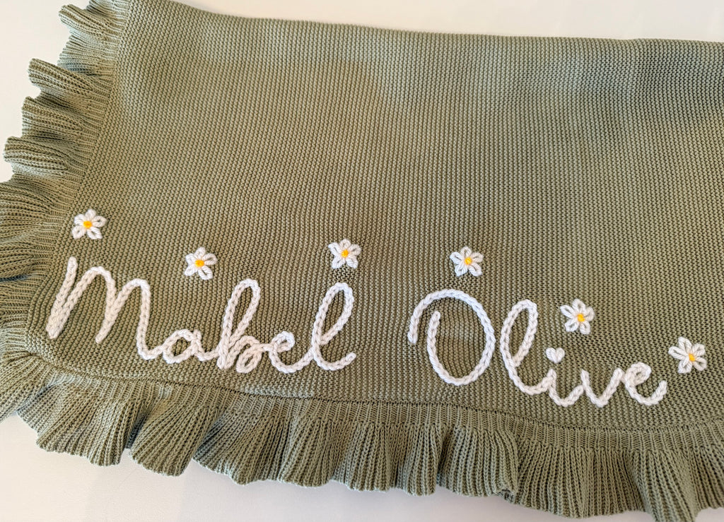 Ruffle Trim Cotton Blanket