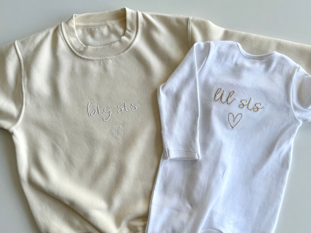 Big Sis & Lil Sis Matching Sweatshirt & Sleepsuit Set