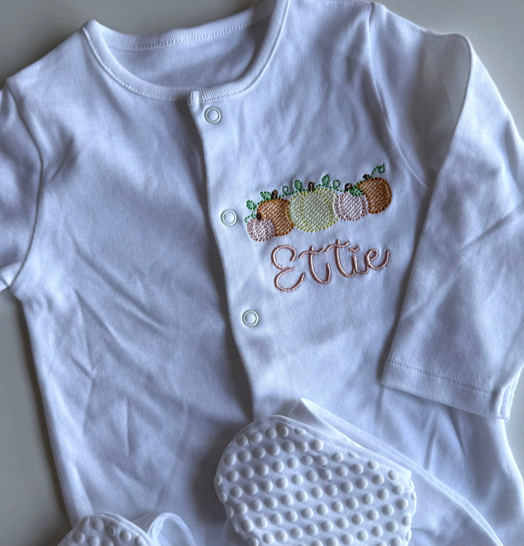 Pumpkin Vine with Name Sleepsuit