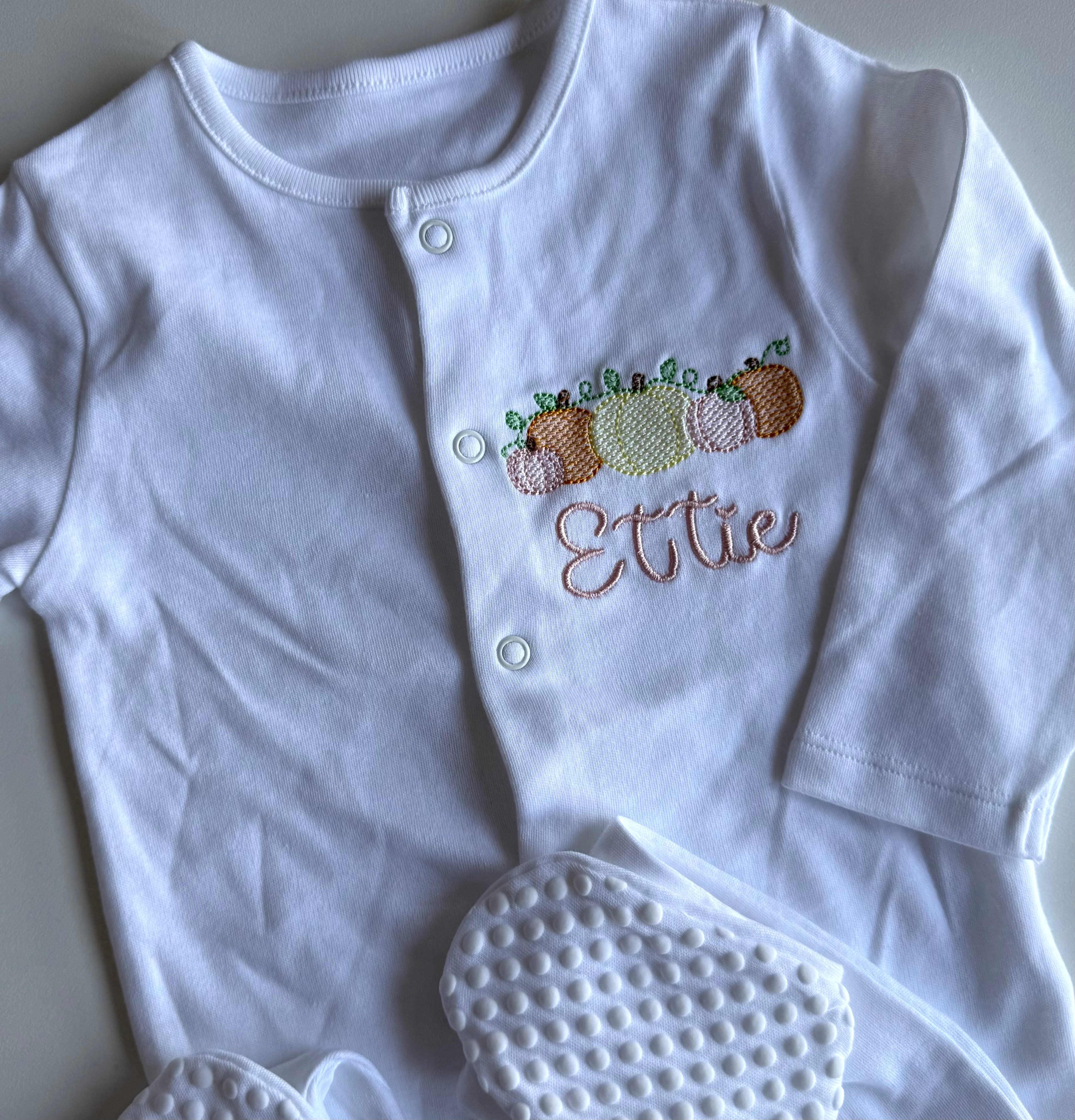 Pumpkin Vine with Name Sleepsuit