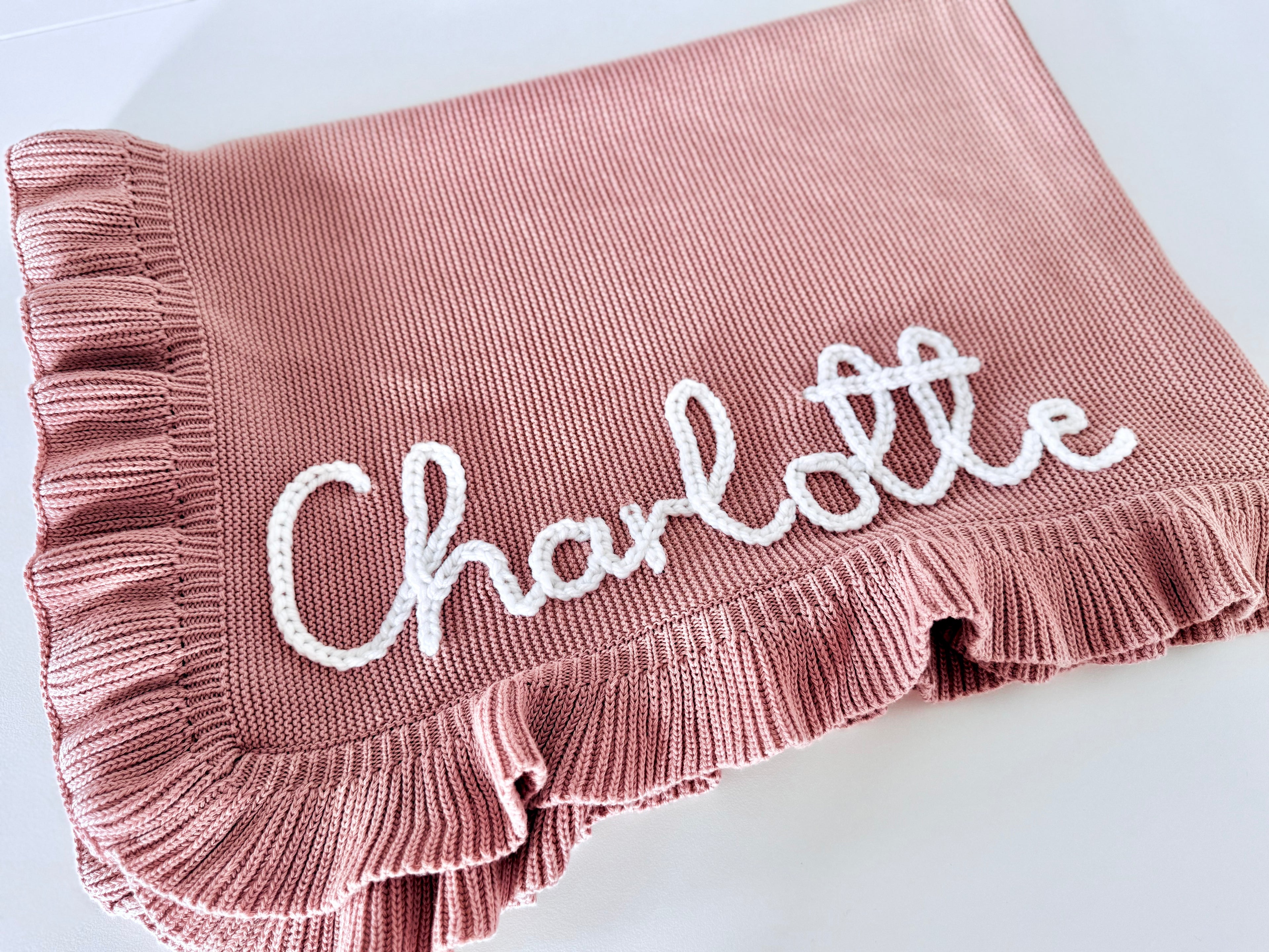 Ruffle Trim Cotton Blanket